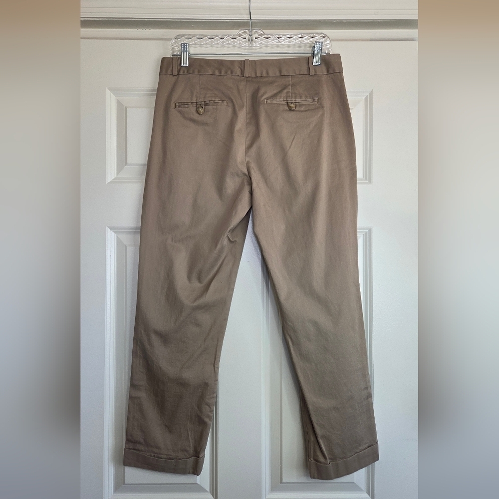 Banana Republic Khaki Avery Straight-Fit Sateen Cuffed Ankle Pant- Size 6 - Picture 3 of 10